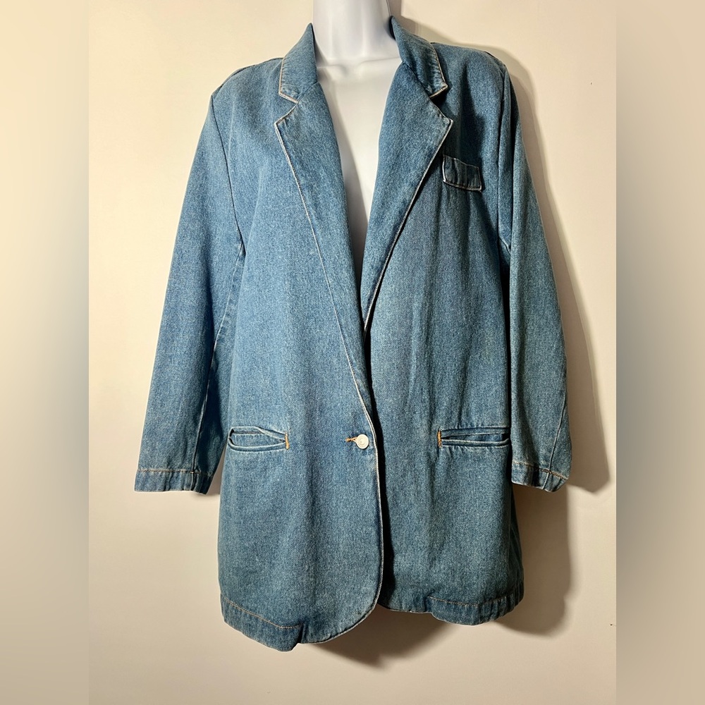 Original JORDACHE Women's Medium Vintage Denim Blazer Jean Jacket 80s 90s Y2K